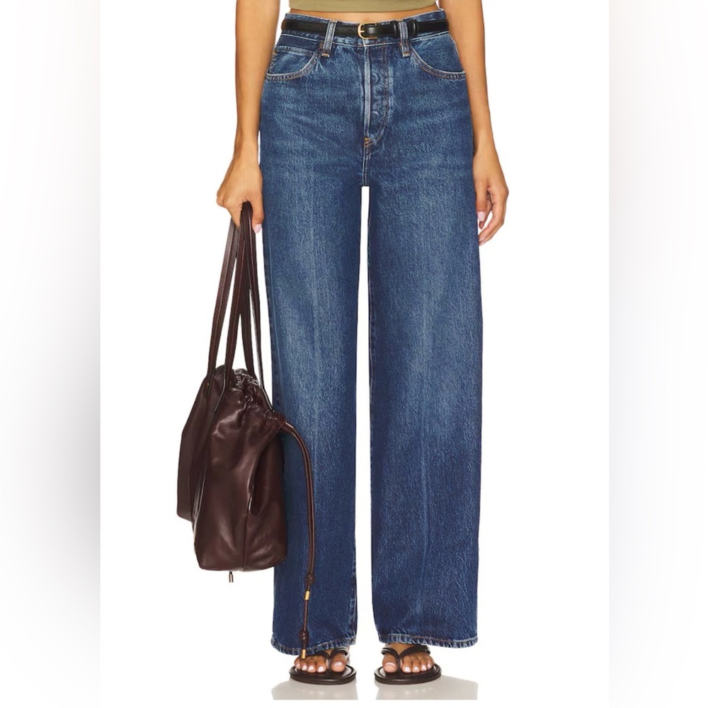 NWT FRAME Denim The Collegiate Dark Blue wide leg, 90s flare Jeans 31